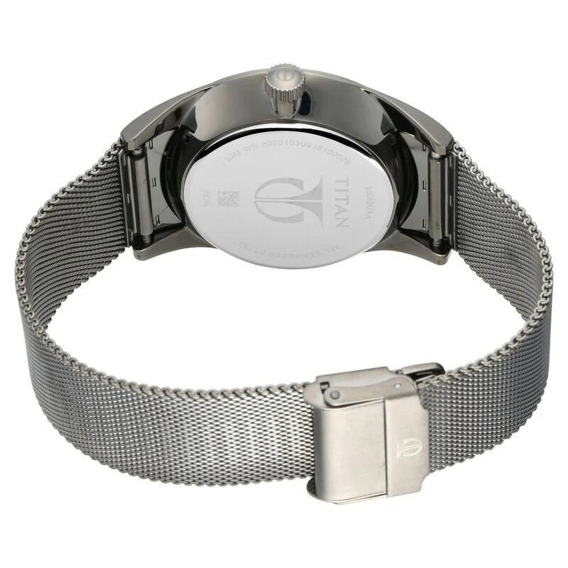 Titan Quartz Multifunction White Dial Stainless Steel Strap Watch for Men 90098QM01