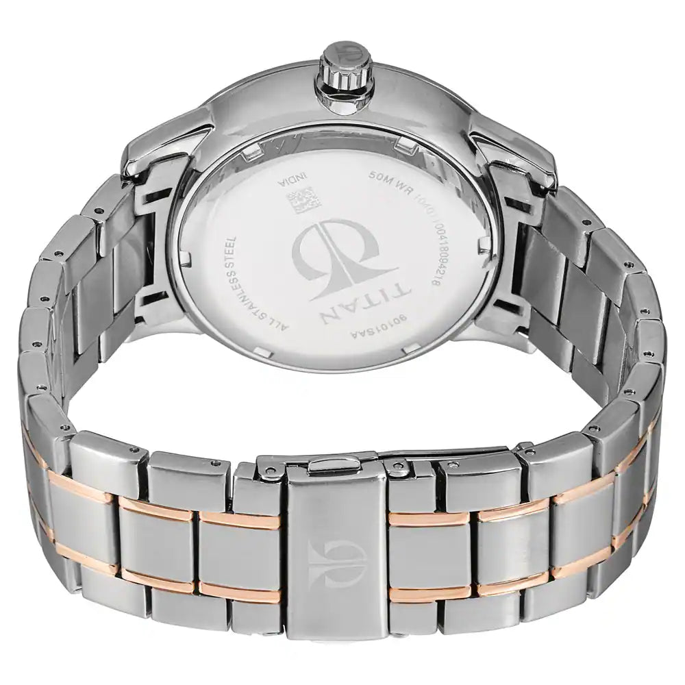 Titan Retrograde White Dial Stainless Steel Strap Watch NP90101KM01 - KRISHNA WATCH COMPANY