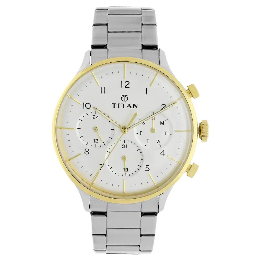 Titan Classique White Dial Stainless Steel Strap Watch NP90102BM01 (DH749) - KRISHNA WATCH COMPANY