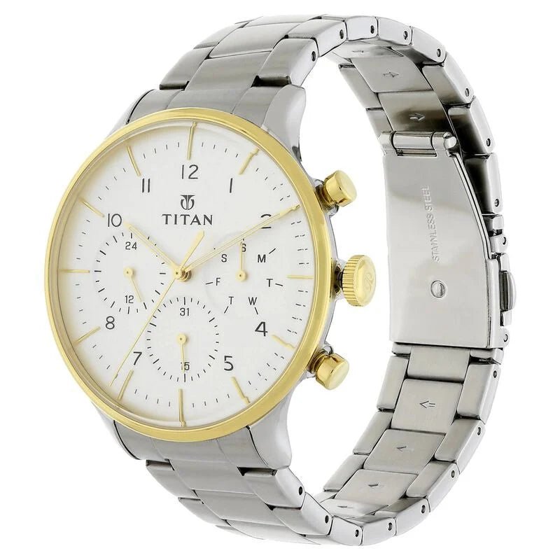 Titan White Dial Quartz watch for Men 90102BM01 - KRISHNA WATCH COMPANY