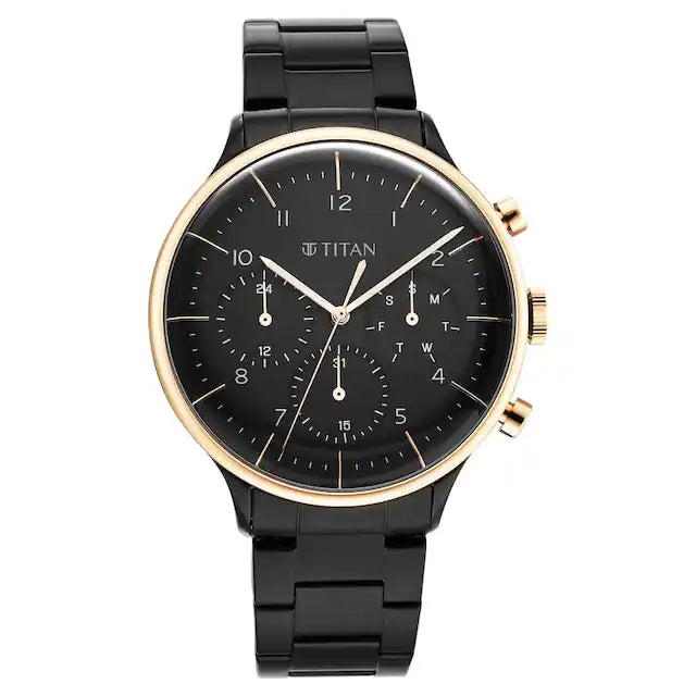 Titan Urban Magic Black Dial Stainless Steel Strap Watch 90102KM01 - KRISHNA WATCH COMPANY