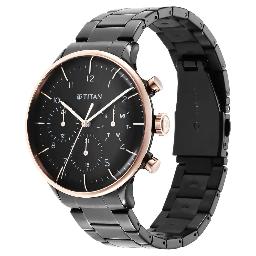 Titan Urban Magic Black Dial Stainless Steel Strap Watch 90102KM01 - KRISHNA WATCH COMPANY