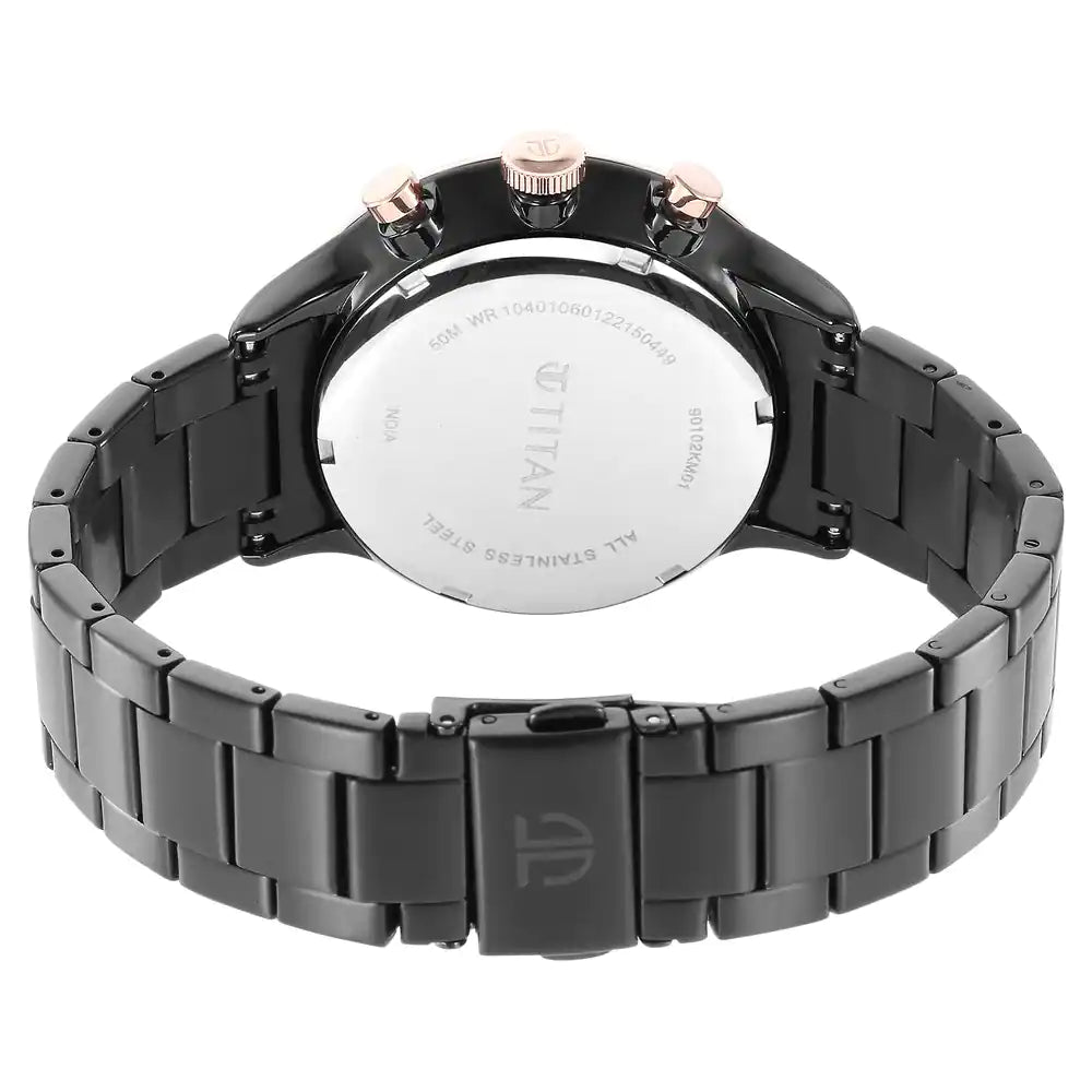 Titan Urban Magic Black Dial Stainless Steel Strap Watch 90102KM01 - KRISHNA WATCH COMPANY