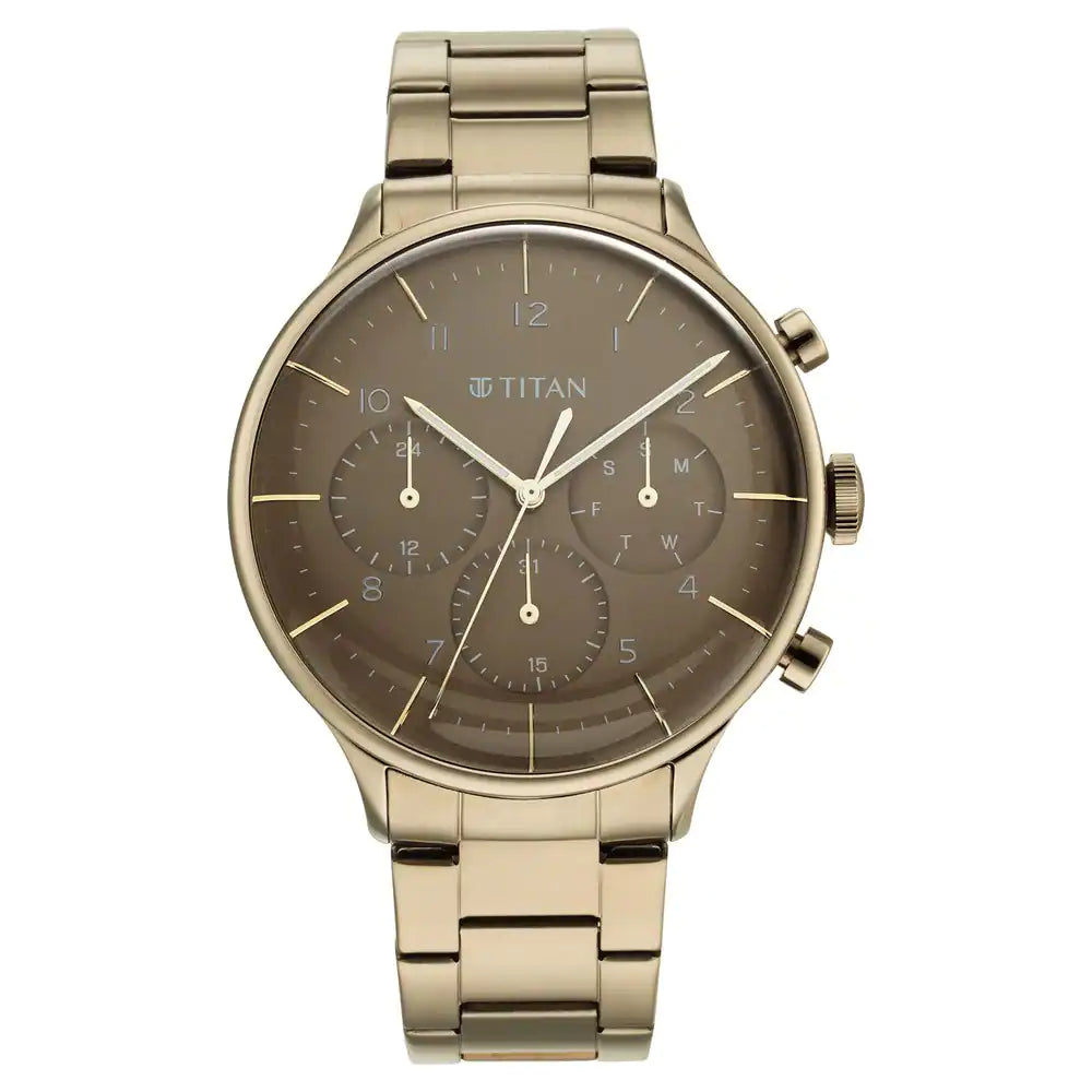 Titan Urban Magic Brown Dial Stainless Steel Strap Watch 90102QM02