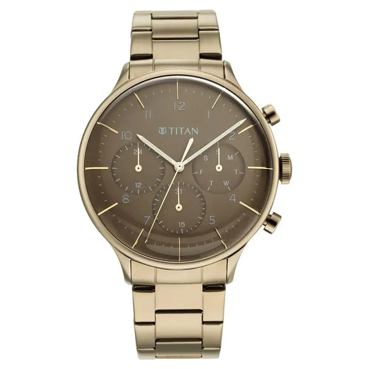 Titan Urban Magic Brown Dial Stainless Steel Strap Watch 90102QM02