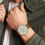 Titan Quartz Multifunction Silver Dial Leather Strap Watch for Men 90102sl01