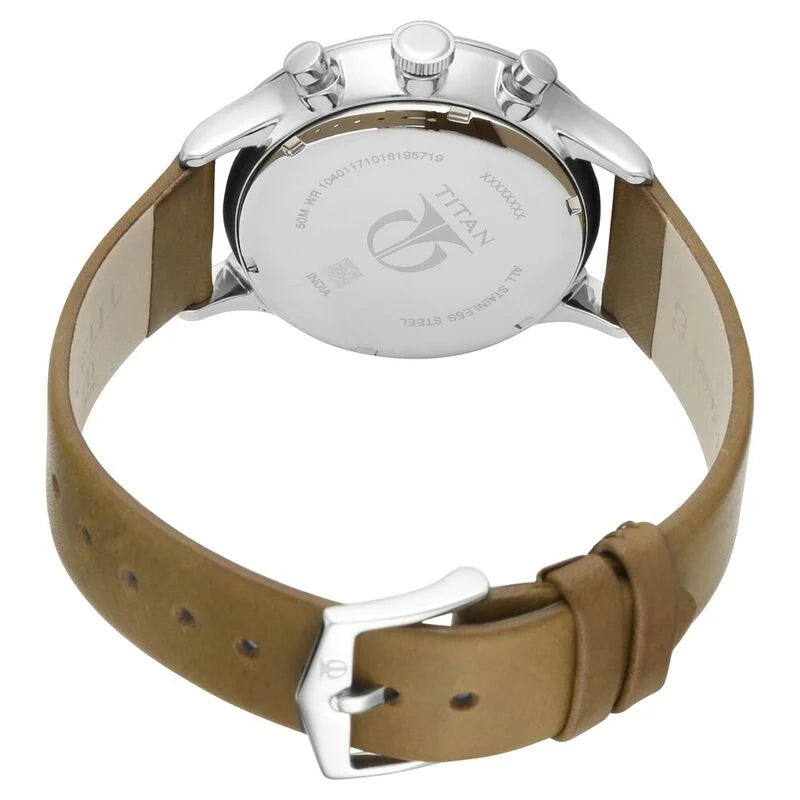 Titan On Trend White Dial Quartz Multifunction Leather Strap watch for Men / 90102SL02 - KRISHNA WATCH COMPANY
