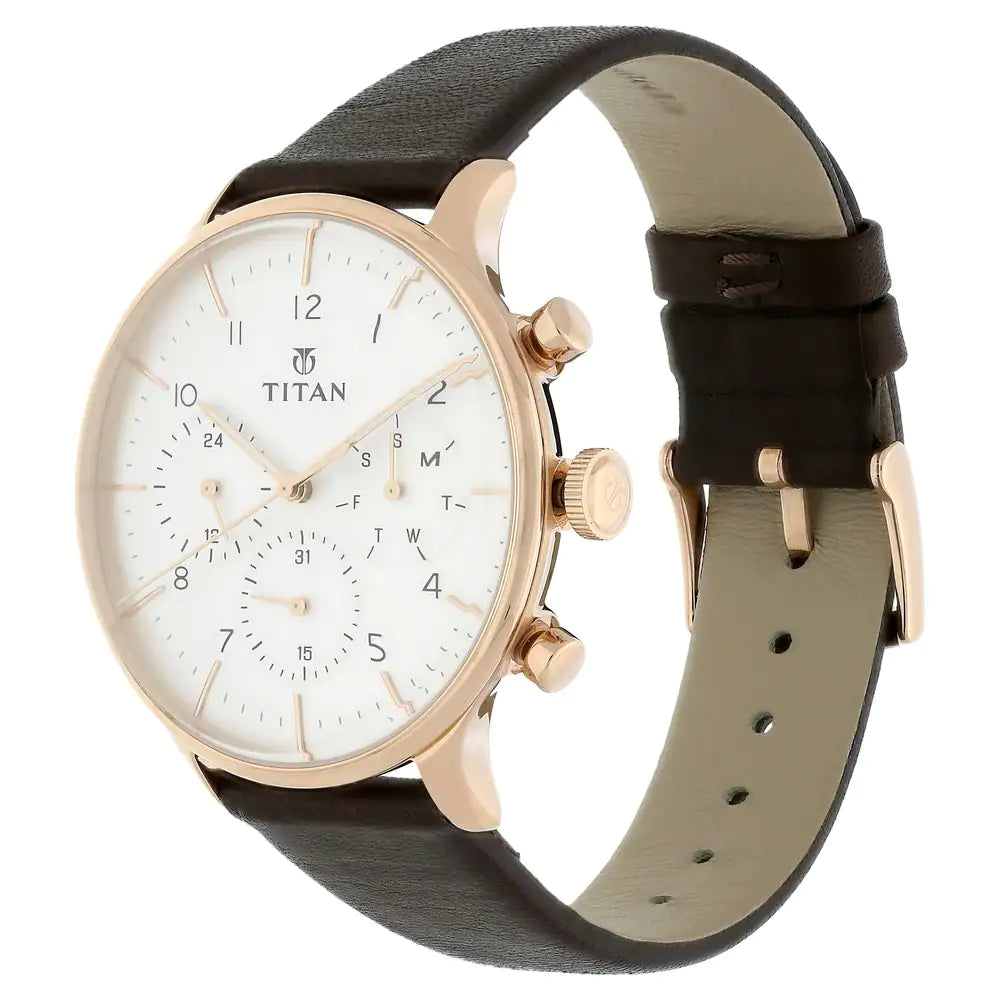TITAN On Trend White Dial Leather Strap Watch NR90102WL01 - KRISHNA WATCH COMPANY