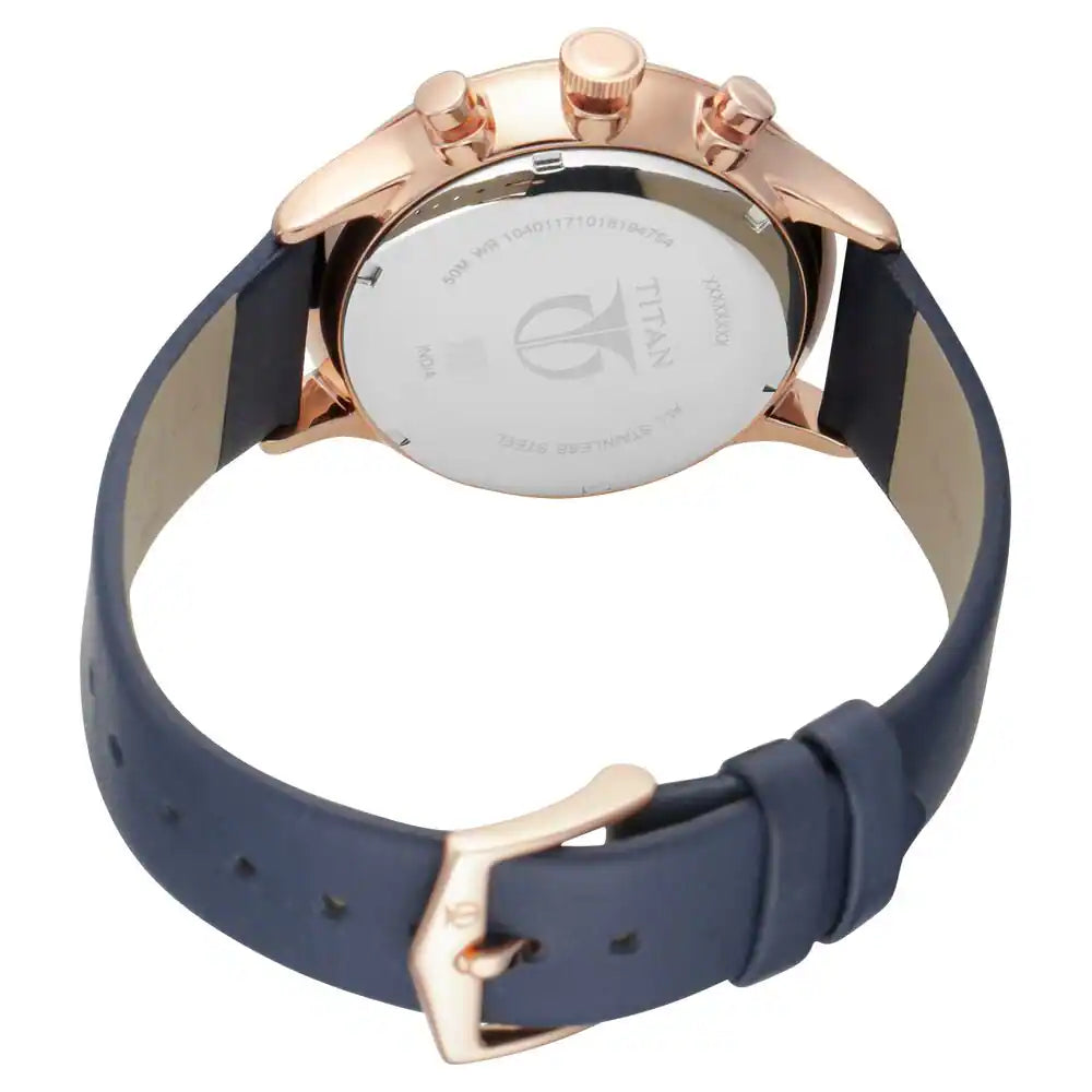 TITAN On Trend Blue Dial Leather Strap Watch NR90102WL02 - KRISHNA WATCH COMPANY