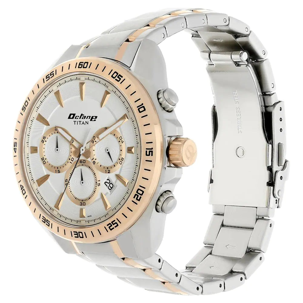 Titan Octane White Dial Stainless Steel Strap Watch - 90103KM01 - KRISHNA WATCH COMPANY