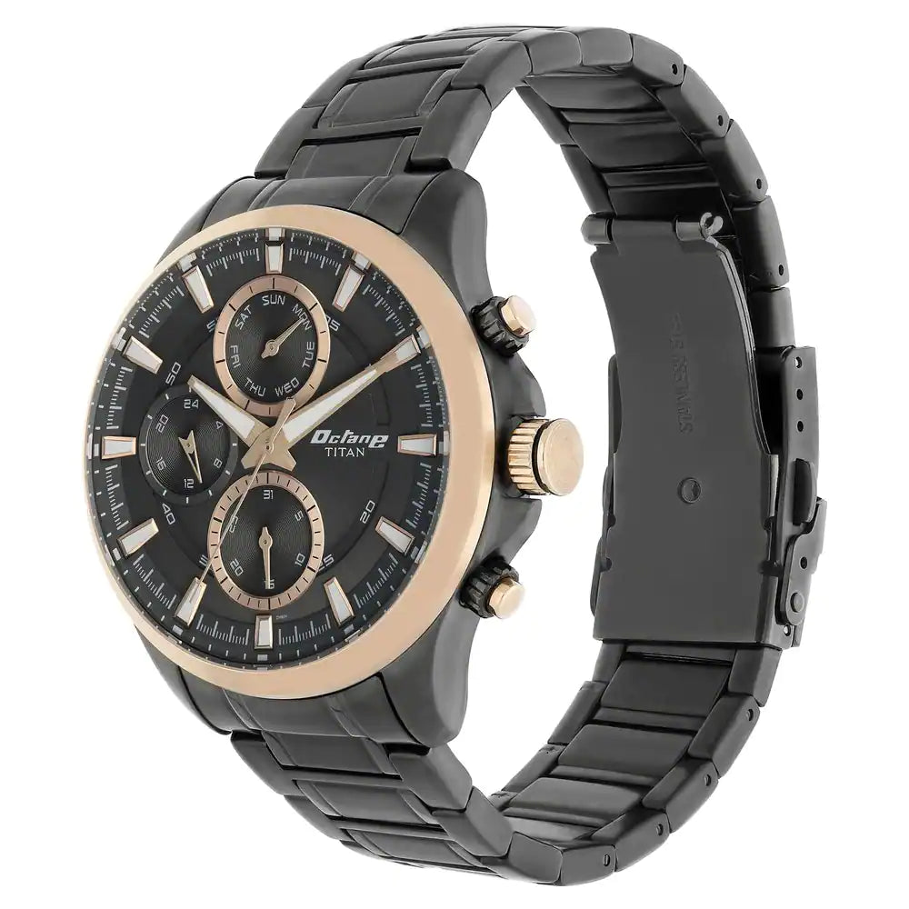 Titan Octane Black Dial Stainless Steel Strap Watch 90104KM04 - KRISHNA WATCH COMPANY