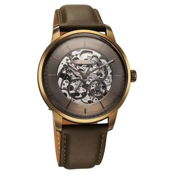 Titan Automatic Color Upgrade Brown Dial Watch For Men - 90110QL03 - KRISHNA WATCH COMPANY
