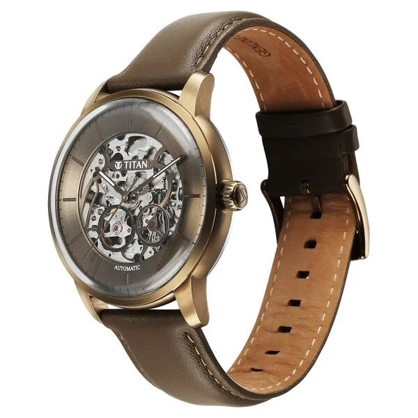 Titan Automatic Color Upgrade Brown Dial Watch For Men - 90110QL03 - KRISHNA WATCH COMPANY
