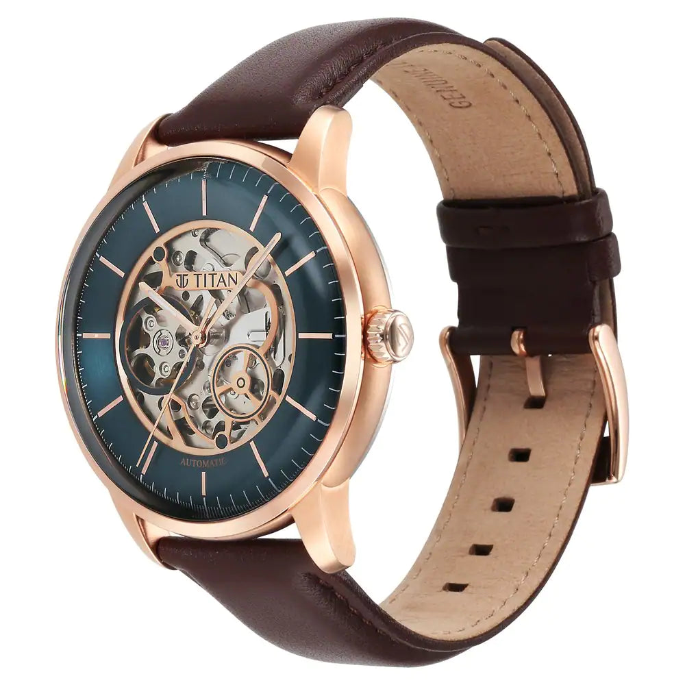 Titan Mechnaical Green Dial Analog Watch for Men 90110WL04 - KRISHNA WATCH COMPANY