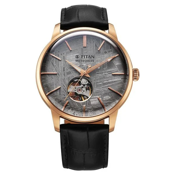 Titan Stellar Automatic Grey Dial Leather Strap Watch For Men 90110wl05 - KRISHNA WATCH COMPANY