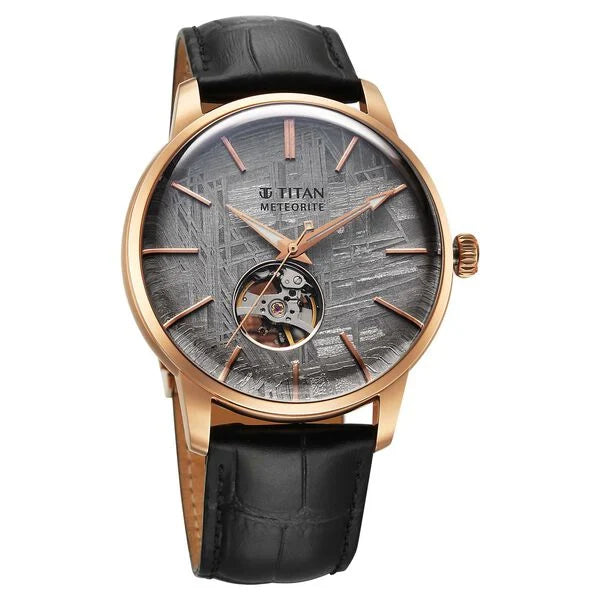 Titan Stellar Automatic Grey Dial Leather Strap Watch For Men 90110wl05 - KRISHNA WATCH COMPANY