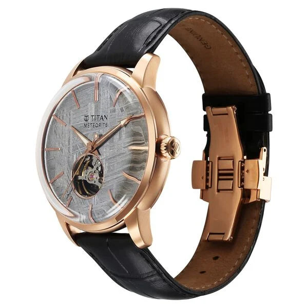 Titan Stellar Automatic Grey Dial Leather Strap Watch For Men 90110wl05 - KRISHNA WATCH COMPANY