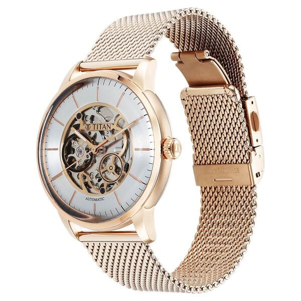 TITAN Mechanical Silver Dial Analog Watch for Men - 90110WM01 - KRISHNA WATCH COMPANY