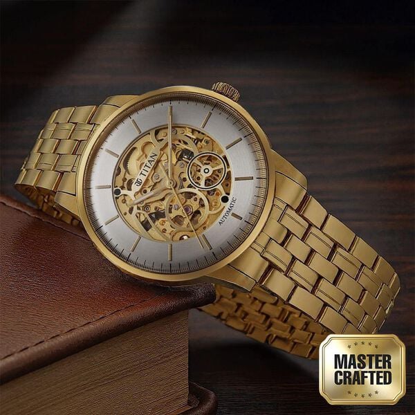 Titan Golden Heart Skeletal Automatic Analog Watch for Men - 90110YM01 - KRISHNA WATCH COMPANY