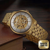 Titan Golden Heart Skeletal Automatic Analog with Silver Dial Yellow Gold Stainless Steel Strap Watch for Men 90110ym01