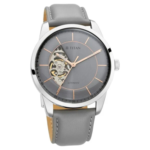 Titan Automatic Sectoral Grey Dial Grey Watch for Men - 90126SL01 - KRISHNA WATCH COMPANY
