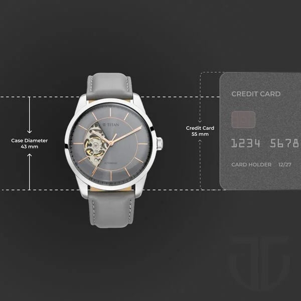 Titan Automatic Sectoral Grey Dial Grey Watch for Men - 90126SL01 - KRISHNA WATCH COMPANY