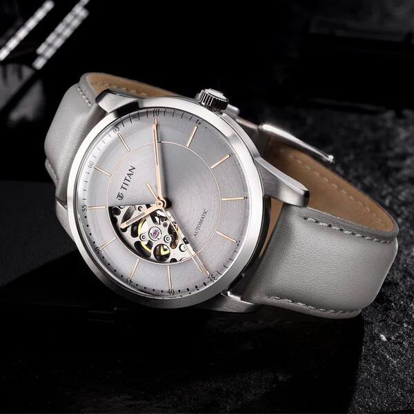 Titan Automatic Sectoral Grey Dial Grey Watch for Men - 90126SL01 - KRISHNA WATCH COMPANY