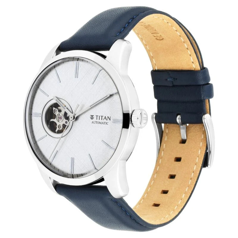 Titan Automatic Silver Dial Leather Strap Watch for Men 90126SL02 - KRISHNA WATCH COMPANY