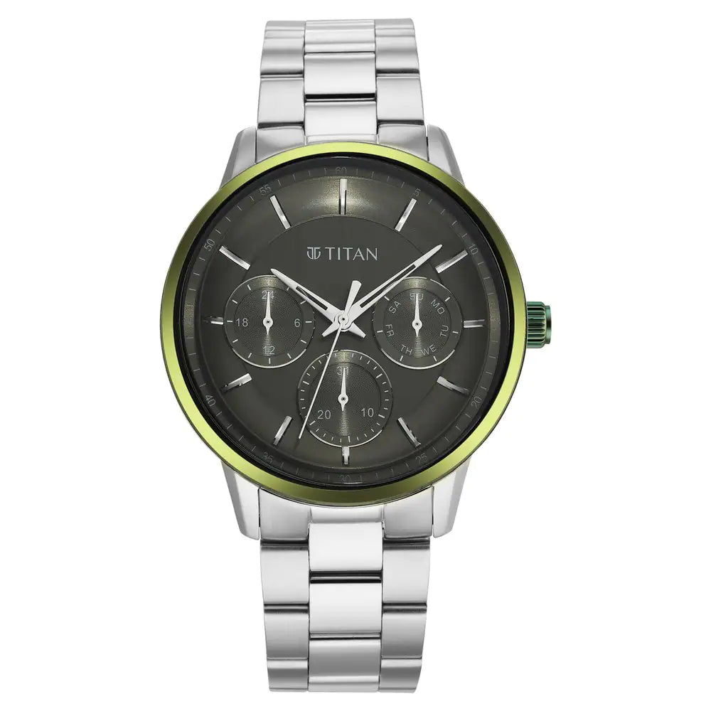 Titan Urban Magic Green Dial Stainless Steel Strap Watch 90133KM01 / NS90133KM01 - KRISHNA WATCH COMPANY