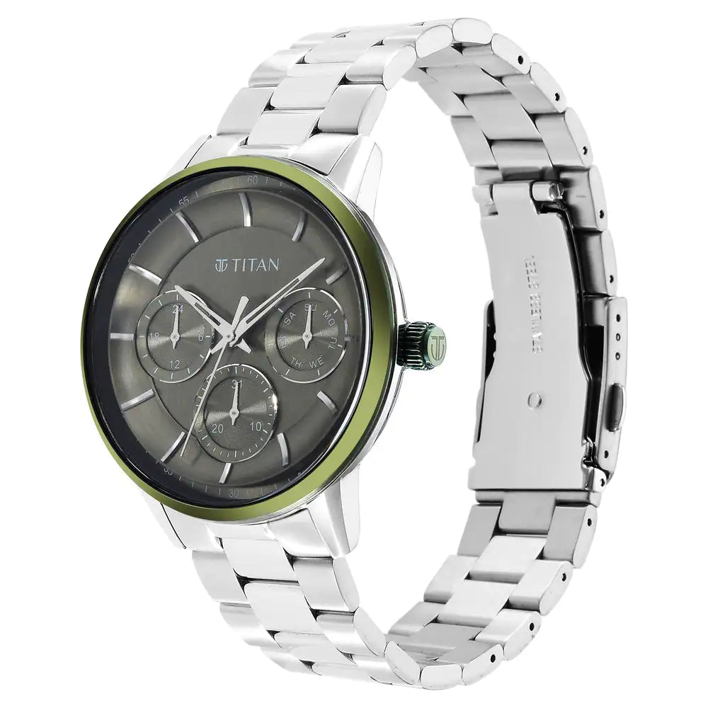 Titan Urban Magic Green Dial Stainless Steel Strap Watch 90133KM01 / NS90133KM01 - KRISHNA WATCH COMPANY