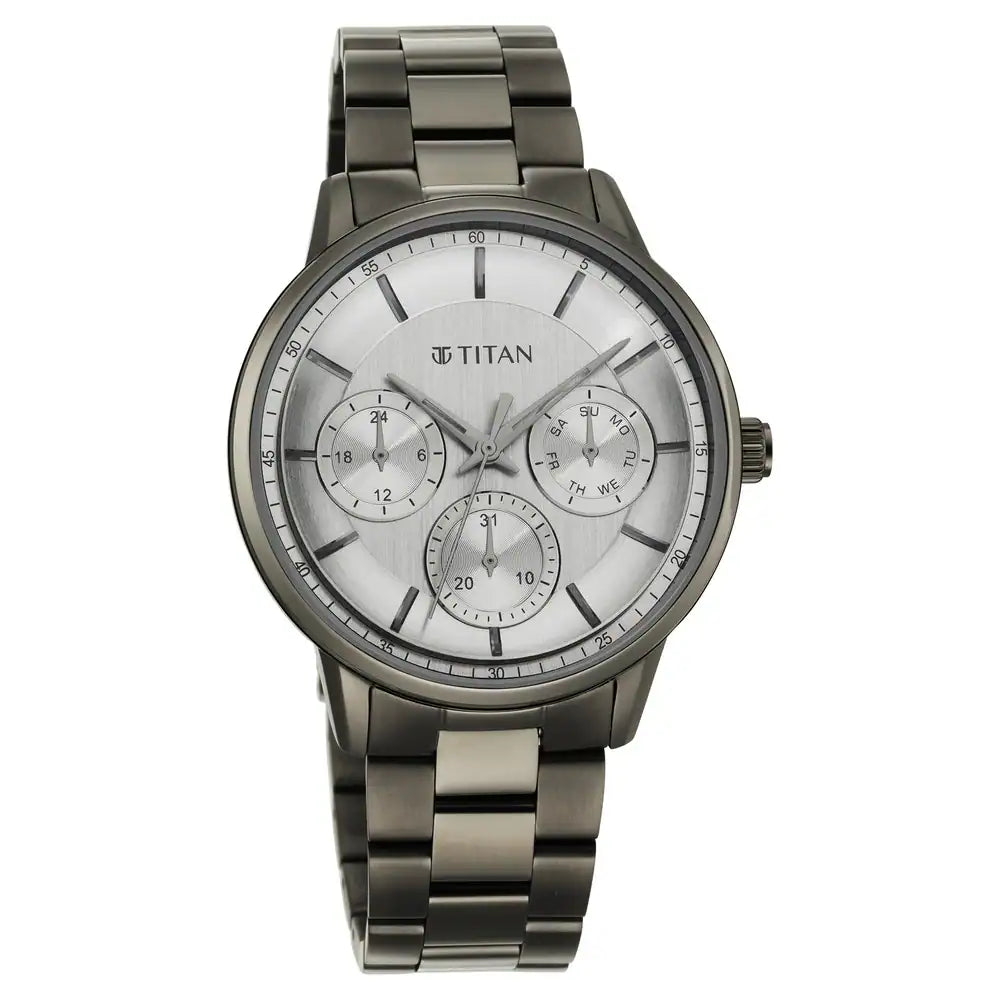 TITAN Urban Magic Grey Dial Stainless Steel Strap Watch 90133QM01 / NS90133QM01 - KRISHNA WATCH COMPANY