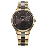 Titan Slim Ceramic Fusion Quartz Analog with Date Grey Dial Stainless Steel Strap Watch For Men 90142kd02