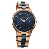 Titan Slim Ceramic Fusion Quartz Analog with Date Blue Dial Stainless Steel Strap Watch For Men 90142kd03