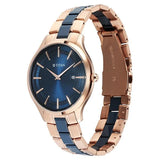 Titan Slim Ceramic Fusion Quartz Analog with Date Blue Dial Stainless Steel Strap Watch For Men 90142kd03