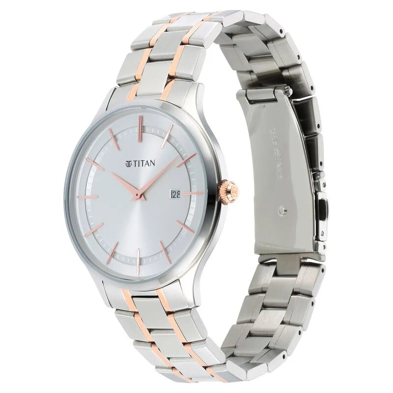 Titan Classique Slimline Silver Dial Analog steel Strap watch for Men - 90142KM01 - KRISHNA WATCH COMPANY