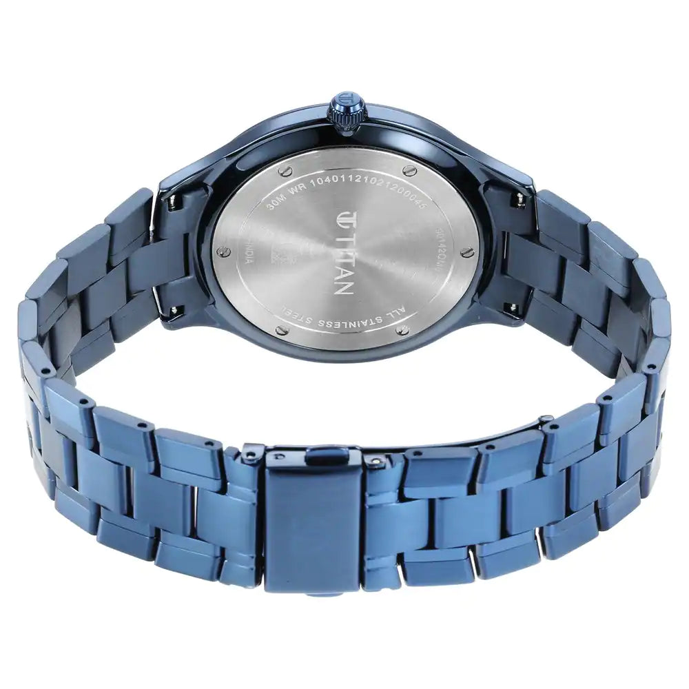 Titan Classique Slimline Watch with Blue Dial & Blue Stainless Steel Strap NQ90142QM01 - KRISHNA WATCH COMPANY