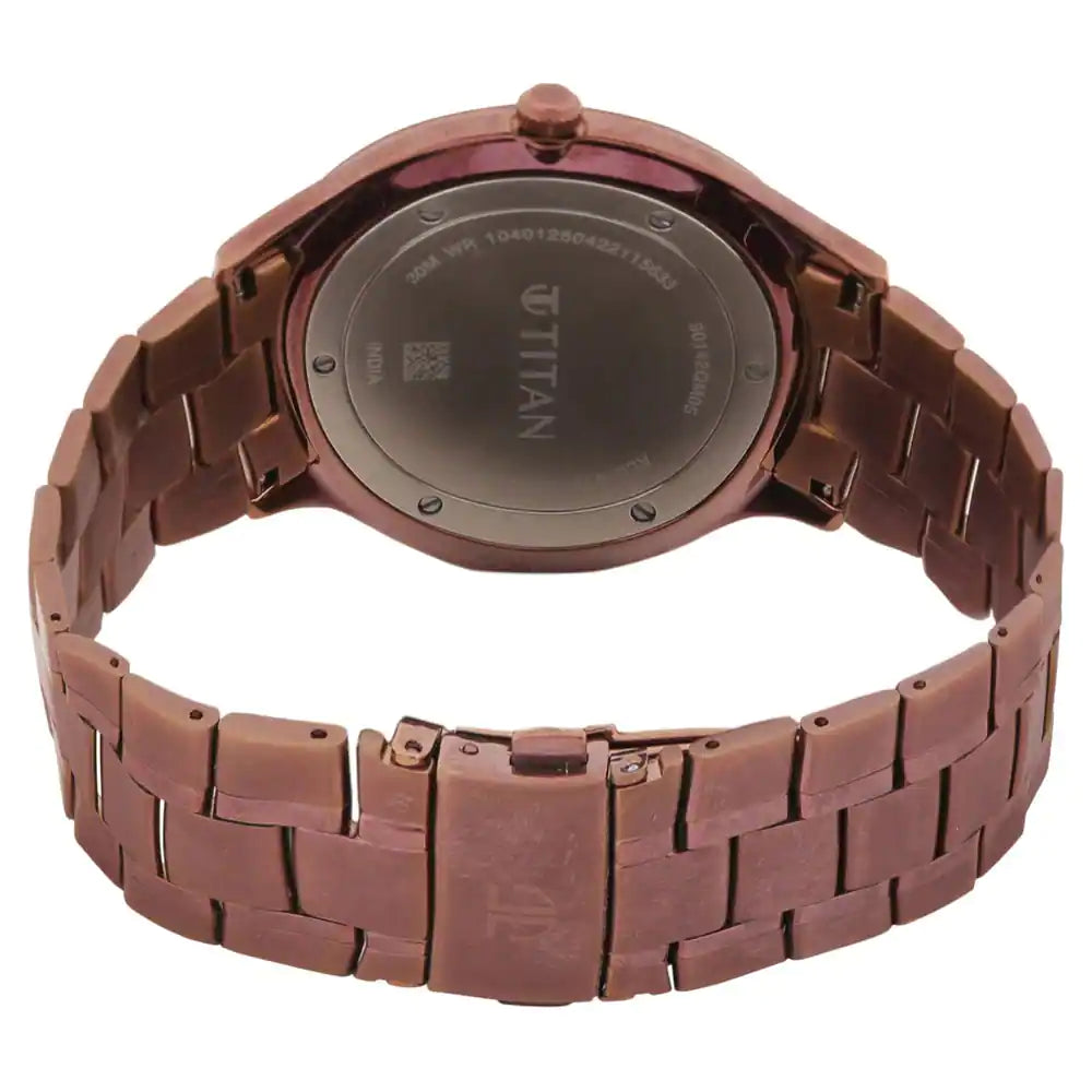 Titan Classique Slimline Brown Dial Stainless Steel Strap Watch 90142QM05
