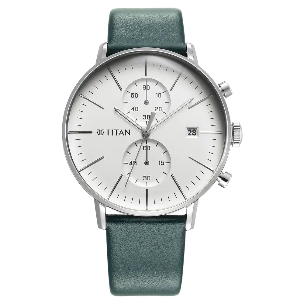 Titan Infinity Display Silver Dial Leather Strap Watch 90146SL01 - KRISHNA WATCH COMPANY