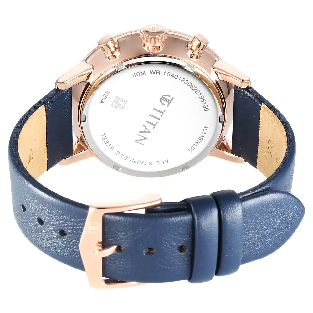 Titan Infinity Display Blue Dial Leather Strap Watch - 90146WL01 - KRISHNA WATCH COMPANY