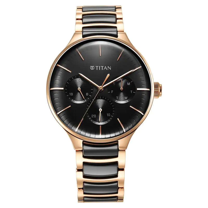 Titan Ceramic Fusion Anthracite Dial Multifunction Watch - 90148KD03