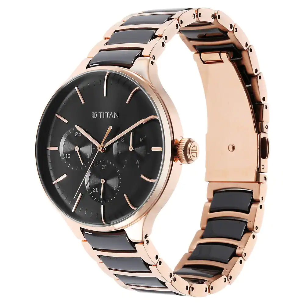 Titan Ceramic Fusion Anthracite Dial Multifunction Watch - 90148KD03 - KRISHNA WATCH COMPANY