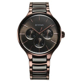 Titan Ceramic Fusion Quartz Multifunction Black Dial With Two Toned Color Watch For Men - 90148KD05