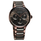 Titan Ceramic Fusion Quartz Multifunction Black Dial With Two Toned Color Watch For Men - 90148KD05