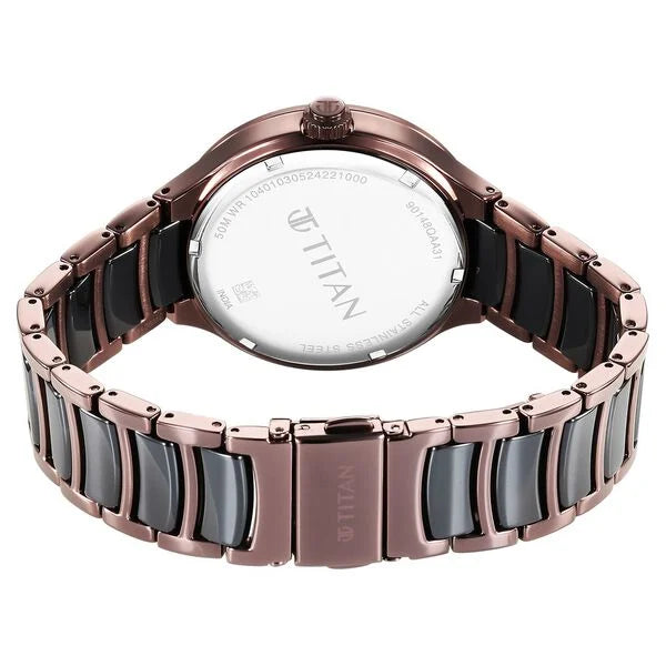 Titan Ceramic Fusion Quartz Multifunction Black Dial With Two Toned Color  Watch For Men - 90148KD05