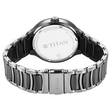 Titan Ceramic Fusion Quartz Multifunction Black Dial With Two Toned Color Stainless Steel Strap Watch For Men 90148kd06