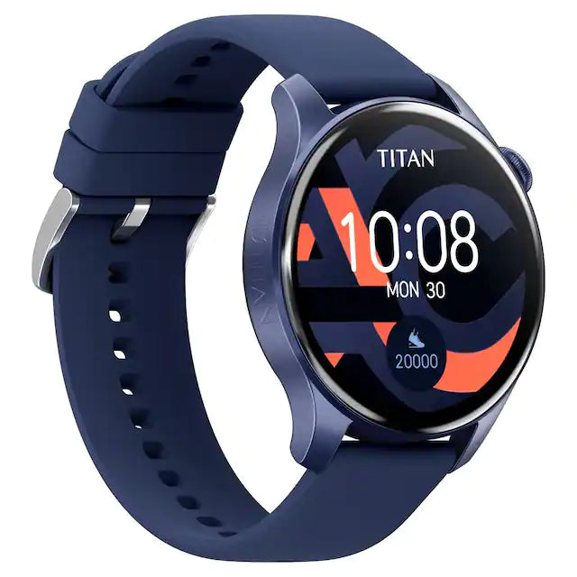 Titan Talk- Touch Screen Watch with Blue Strap, BT Calling, AI- Voice Assistant, and Amoled Display 90156AP04 - KRISHNA WATCH COMPANY