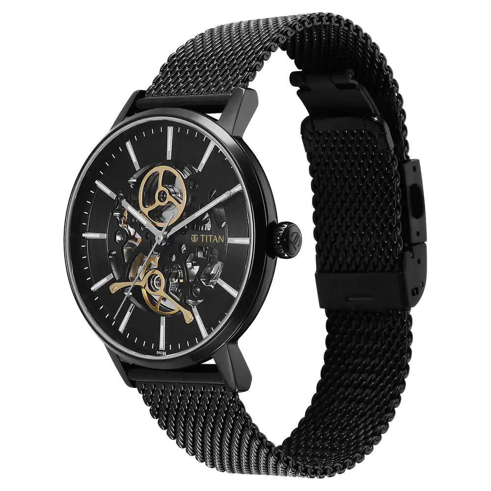 Titan Mechanical Slimline Black Dial Watch 90159NM01