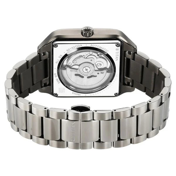 Titan Shaped Automatics Anthracite Dial Grey Stainless Steel Strap watch for Men 90162qm01 - KRISHNA WATCH COMPANY