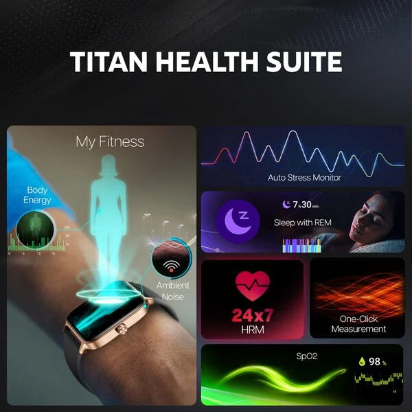 Titan Traveller with 4.52 cm AMOLED Display, BT Calling, India's First FitVerse Smartwatch with Brown Leather Strap 90166ap03 - KRISHNA WATCH COMPANY