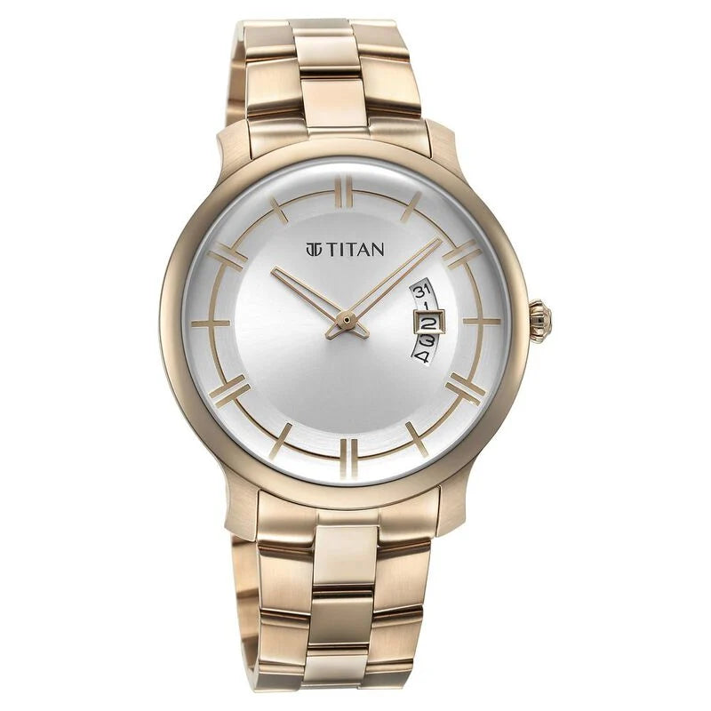 Titan Classic Distincta Silver Dial Analog with Date Stainless Steel Strap watch for Men NS90170WM01 / 90170WM01 - KRISHNA WATCH COMPANY
